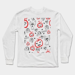 Halloween bats Boo and pumpkins , Jack smile and tim burton Long Sleeve T-Shirt